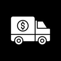 Geld Transport Glyphe invertiert Symbol Design vektor