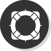 rädda boj glyf skugga cirkel ikon design vektor