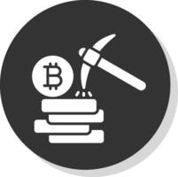 bitcoin brytning glyf skugga cirkel ikon design vektor