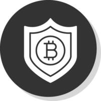Bitcoin sichern Glyphe Schatten Kreis Symbol Design vektor