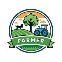 Farmer Logo Illustration eben 2d Stil vektor