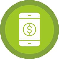 mobil bank glyf på grund av cirkel ikon design vektor