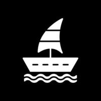 segling båt glyf omvänd ikon design vektor