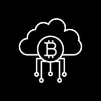 Wolke Bitcoin Linie invertiert Symbol Design vektor