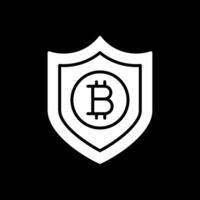 bitcoin säkra glyf omvänd ikon design vektor