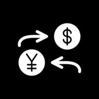 valuta utbyta glyf omvänd ikon design vektor