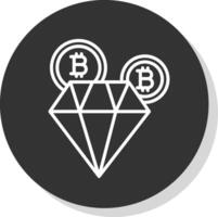 bitcoin diamant linje skugga cirkel ikon design vektor