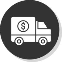 Geld Transport Glyphe Schatten Kreis Symbol Design vektor