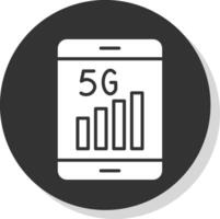 5g glyf skugga cirkel ikon design vektor