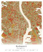 budapest, ungern, stad Centrum, urban detalj gator vägar Färg Karta , element mall bild vektor