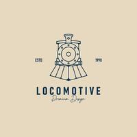 lokomotiv logotyp linje konst illustration design grafisk, gammal tåg logotyp design mall vektor