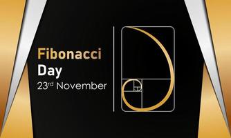 Fibonacci-Tageshintergrund. 23. November Premium- und Luxus-Grußkarte, Brief, Poster oder Banner. mit goldenem Schnitt-Symbol. Vektor-Illustration vektor