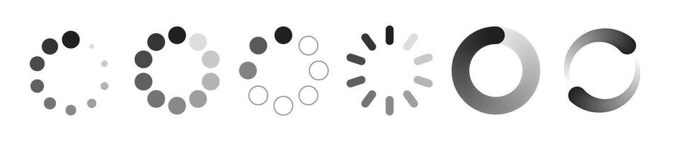 läser in cirkel framsteg lutning svart och vit ikon vektor