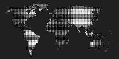 Welt Karte mit Punktierung Muster im schwarz Hintergrund vektor
