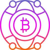 global Bitcoin Linie Gradient Symbol Design vektor