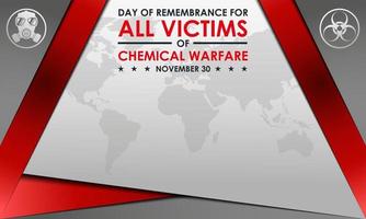 Gedenktag für alle Opfer der chemischen Kriegsführung. 30. November. Premium- und Luxus-Hintergrund-Grußkarte, Brief, Poster oder Banner. mit Gasmaske, Warnung und Symbol für Biogefährdung vektor