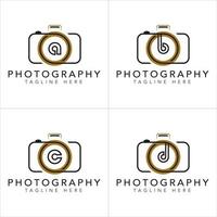 uppsättning kamera fotografi logotyp. med begynnelsebokstaven abc d. minimalistiskt och lyxigt koncept. vektor