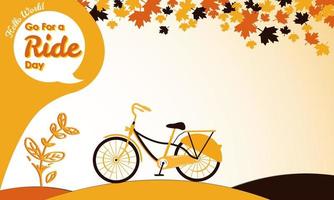 Gehen Sie für einen Fahrttag Hintergrund. 21. November. Premium- und Luxus-Grußkarte, Brief, Poster oder Banner. mit Fahrrad-, Fahrrad- und Wolkensymbol-Vektorillustration