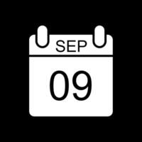 September Glyphe invertiert Symbol Design vektor