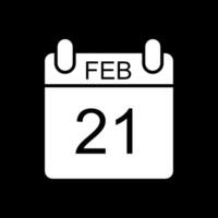 Februar Glyphe invertiert Symbol Design vektor