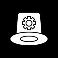 vit hatt glyf omvänd ikon design vektor