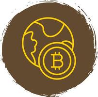 Bitcoin Welt Linie Gradient Symbol Design vektor