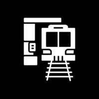 Zug Bahnhof Glyphe invertiert Symbol Design vektor