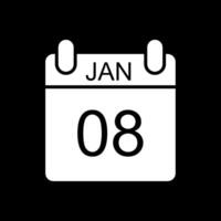 januari glyf omvänd ikon design vektor
