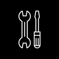 Schlüssel und Schraube Treiber Linie invertiert Symbol Design vektor