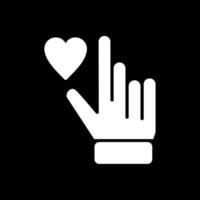 hand hjärta glyf omvänd ikon design vektor