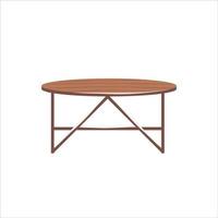 träbord för interiör isolerad på vit background.round matbord med tvärstänger. vektor illustration.