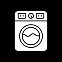 tvättning maskin glyf omvänd ikon design vektor