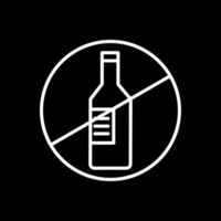 Nej alkohol linje omvänd ikon design vektor