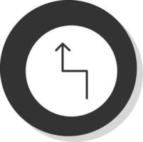 sicksack- pil glyf skugga cirkel ikon design vektor