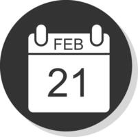 februari glyf skugga cirkel ikon design vektor