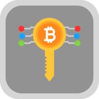 bitcoin nyckel platt runda hörn ikon design vektor