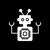 Roboter Glyphe invertiert Symbol Design vektor