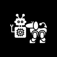 Roboter Glyphe invertiert Symbol Design vektor