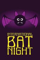 internationell fladdermus natt Semester baner eller affisch med tecknad serie fladdermus på natt bakgrund vektor