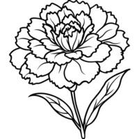 Nelke Blume Pflanze Gliederung Illustration Färbung Buch Seite Design, Nelke Blume Pflanze schwarz und Weiß Linie Kunst Zeichnung Färbung Buch Seiten zum Kinder und Erwachsene vektor