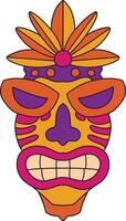 etnisk tiki mask element. stam- hawaii totem afrikansk traditionell trä- symbol. vektor