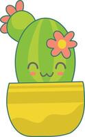 söt inlagd kaktus karaktär med söt tecknad serie design. illustration på vit bakgrund vektor