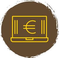 Euro Laptop Linie Kreis Aufkleber Symbol vektor
