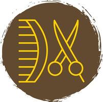 Friseur Linie Kreis Aufkleber Symbol vektor