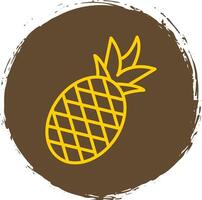 Ananas Linie Kreis Aufkleber Symbol vektor