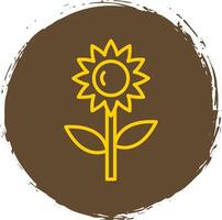 Sonnenblume Linie Kreis Aufkleber Symbol vektor