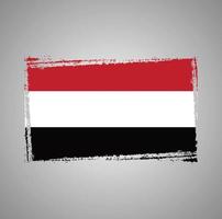 Jemen-Flagge mit Aquarell gemaltem Pinsel vektor