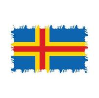 ålandsöarnas flagga med akvarellmålad pensel vektor