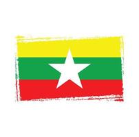 myanmar flagga med akvarell målad pensel vektor