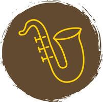Saxophon Linie Kreis Aufkleber Symbol vektor